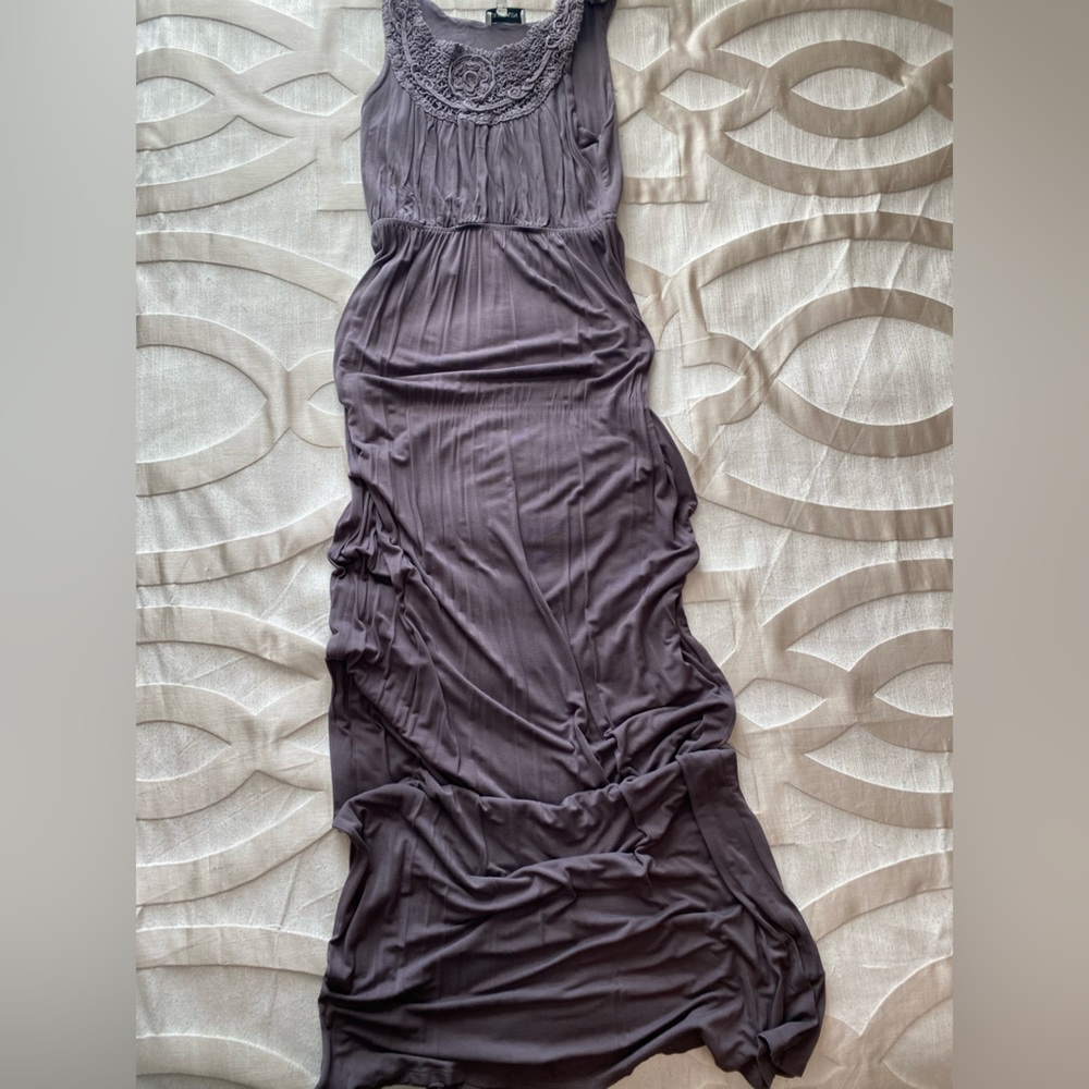 Grey crochet detail maxi dress